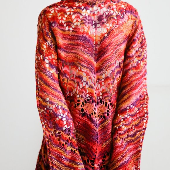 Free People Colourful Crochet Open Knit Boho Cardi - Picture 7 of 11
